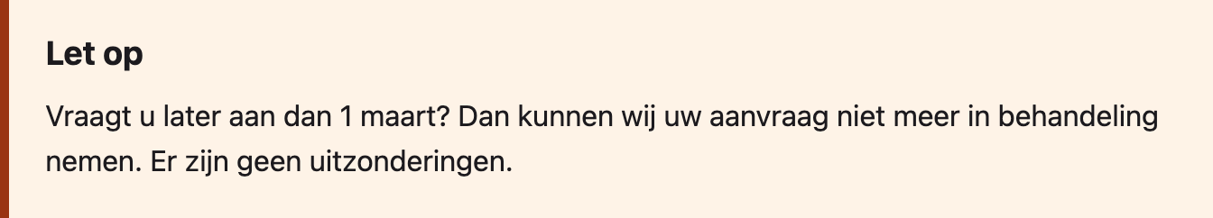 Een attentieblok: een tekstblok met een gekleurde achtergrond en een kop, waarmee belangrijke informatie opvalt.